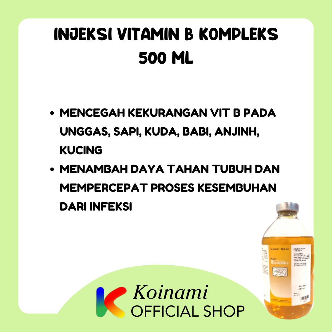 INJEKSI B KOMPLEKS 500 ml OBAT HEWAN UNGAS BABI SAPI KAMBING KUDA ANJING KUCING / MEDION