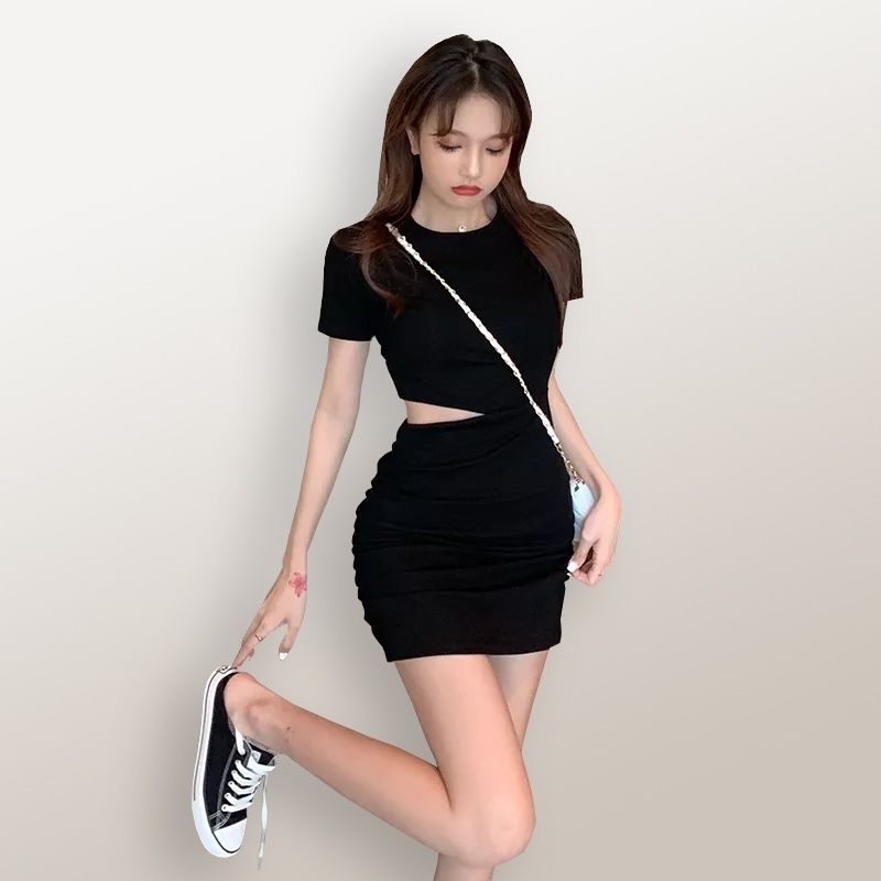 Mini Dress sexy lengan pendek Gaya Korea wanita model terbaru - GP Fidelina