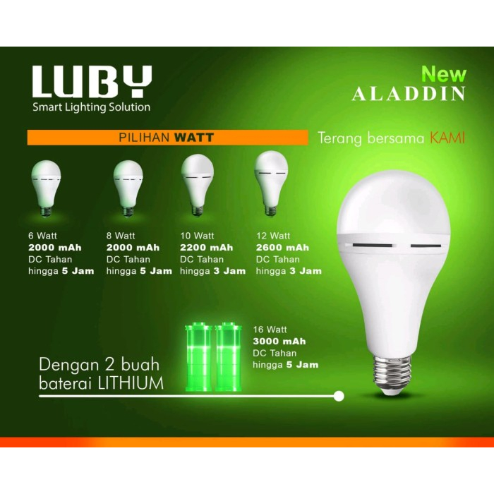 Lampu LED emergency LUBY Aladdin 6w 6 watt