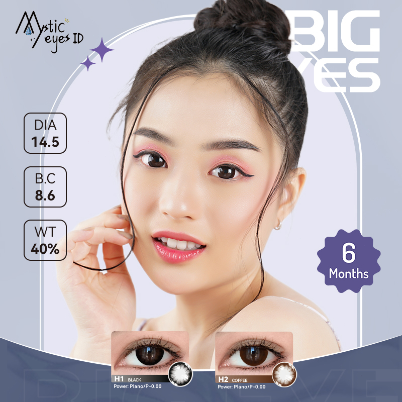 [✅COD] MYSTICEYES SOFTLENS BIG EYES SERIES BLACK BROWN COLOR CONTACT LENS  NORMAL 14.5 MM