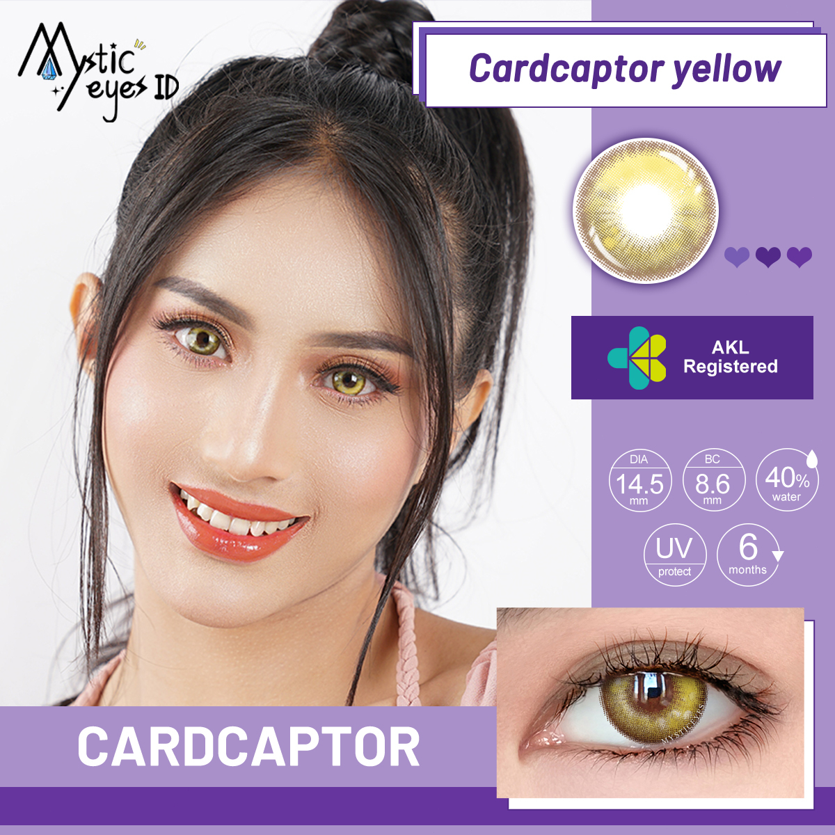 [✅COD] MYSTICEYES SOFTLENS Cardcaptor SERIES dreamconc girl Blue purple COLOR CONTACT LENS  NORMAL 14.5 MM