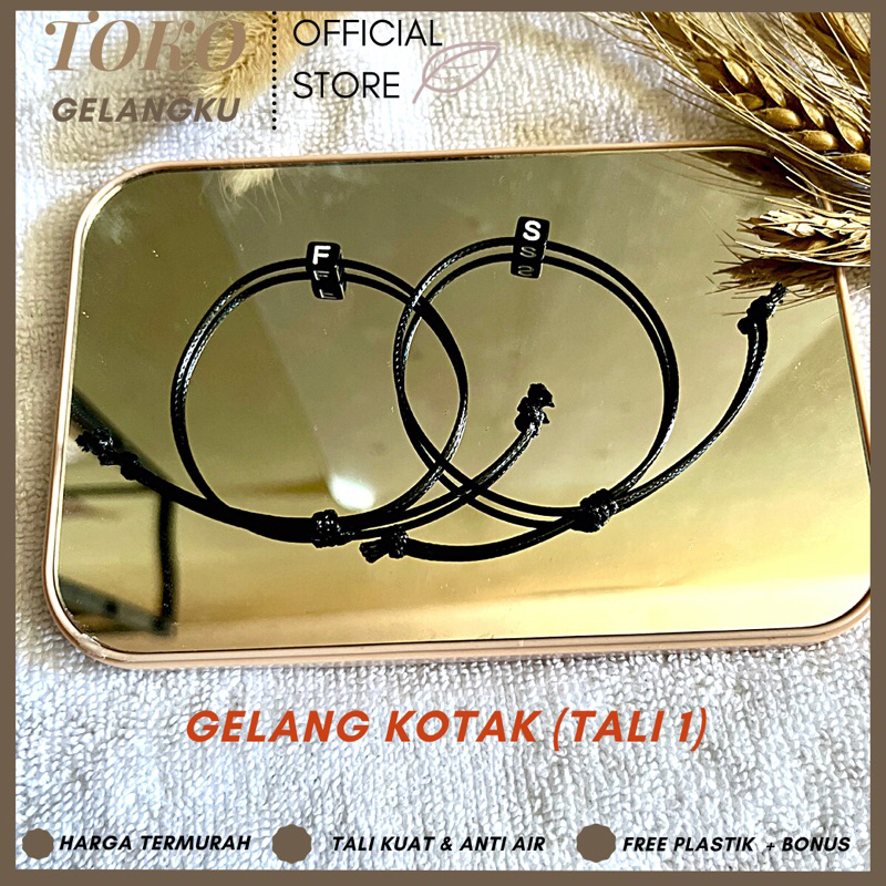 (New) Gelang Dadu Kotak Hitam [Tali1] Couple Magnet / Gelang Tali waterproof adjustable / Gelang Pria wanita / Gelang Huruf Abjad Couple Sabahat / Gelang estetik