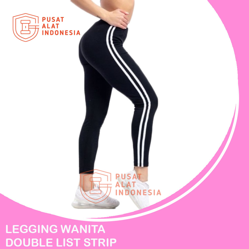 Celana Legging Wanita Olahraga Double List Strip Cl07