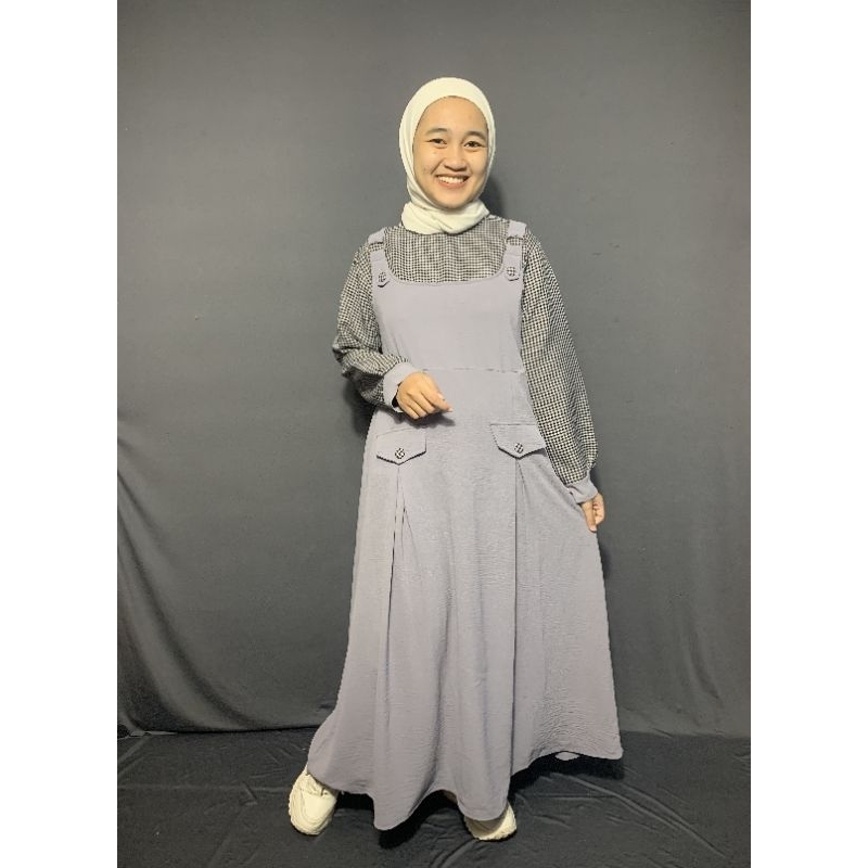 Overall Dress - Overall Rok Kekinian - Dress Wanita Muslim