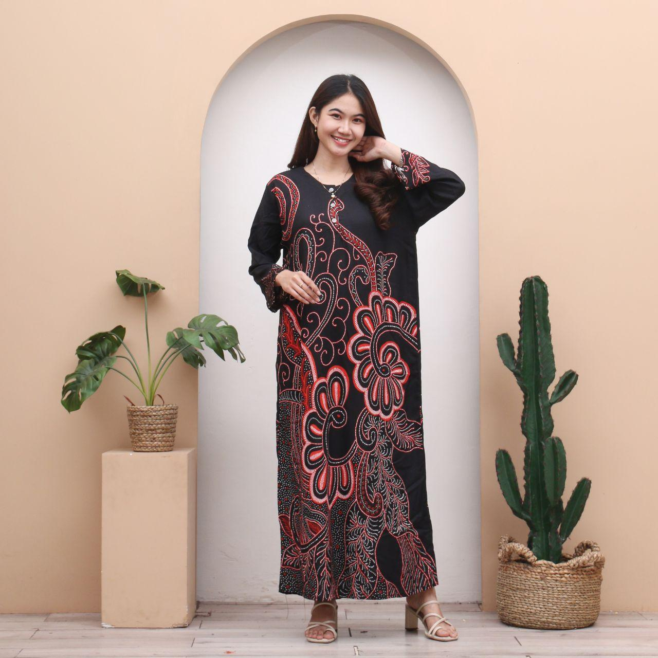 Longdress Batik NATASHA daster santai busui Daster cantik daster kancing depan