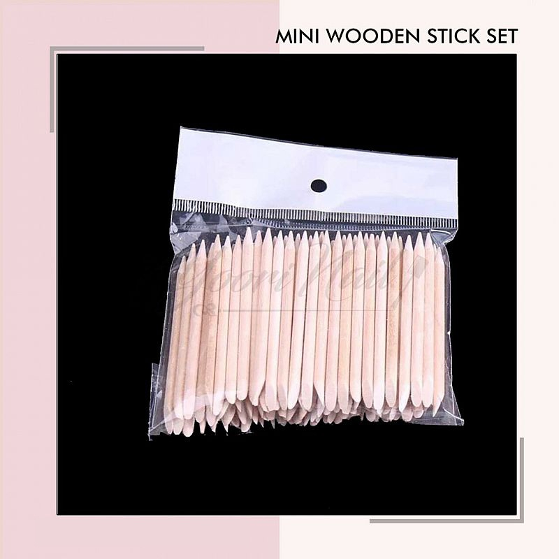100pcs orange wooden stick stik kayu serbaguna untuk pendorong kutikula nail art manicure