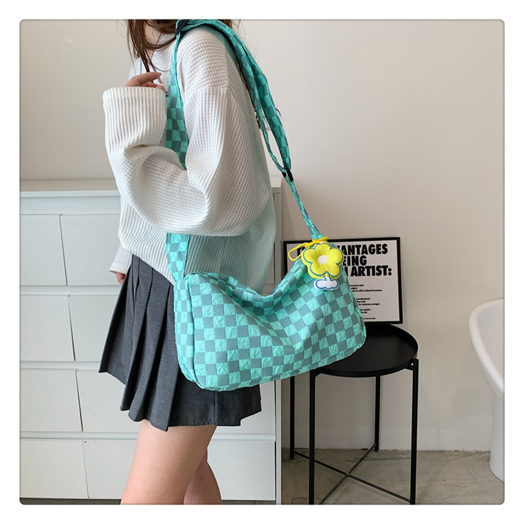 BREEZE Sling Shoulder Bag Tas Selempang Bahu Lucu Square Aesthetic Motif Kotak Kotak Catur Button Vintage Wanita Korean Style Chikoisme