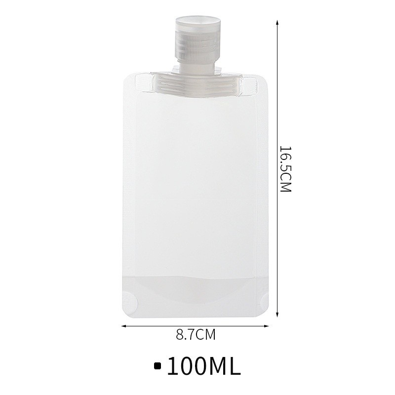 Pouch Cairan Travel Refill / Botol Tempat Wadah Kemasan Kosong Liquid Shampo Sabun Body Lotion Isi Ulang Bahan Plastik 30ml 50ml 100ml Pouch Travel Transparan Pouch