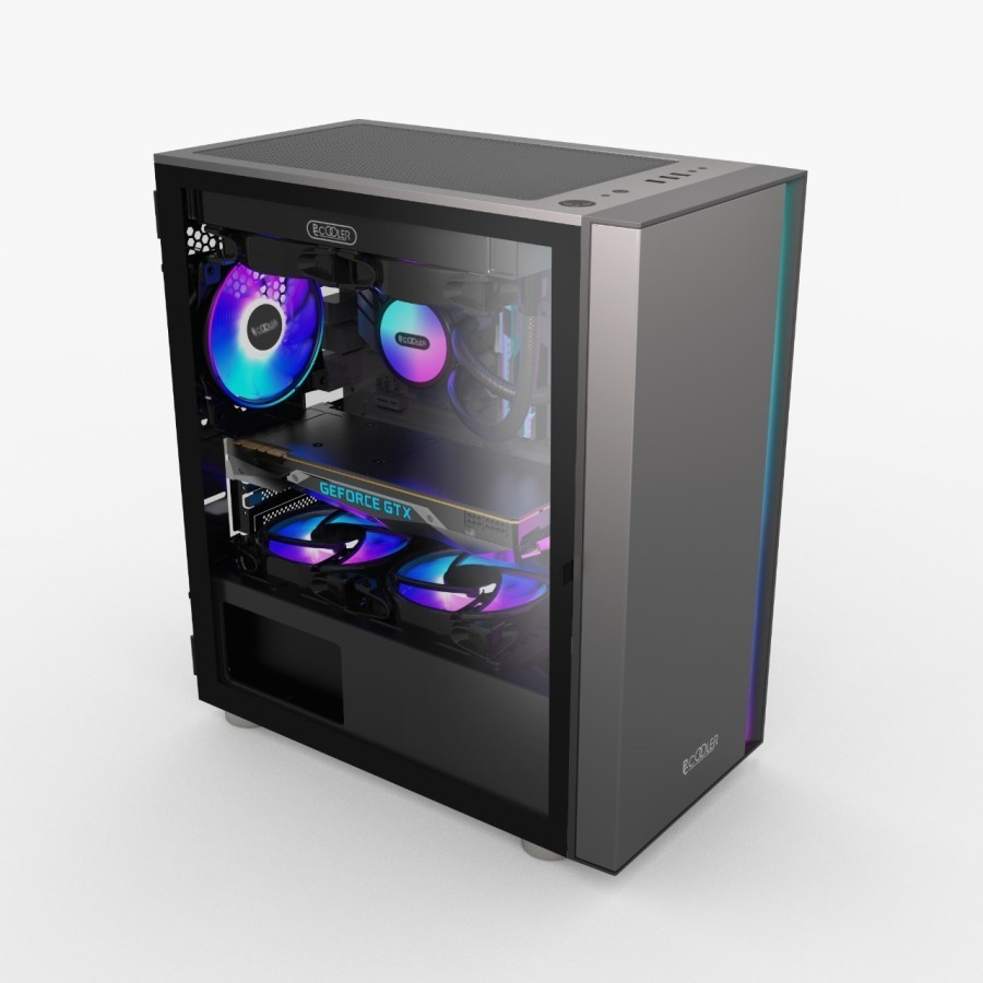 Casing Pc Gaming PCCooler Platinum LM300 Black ARGB M-ATX