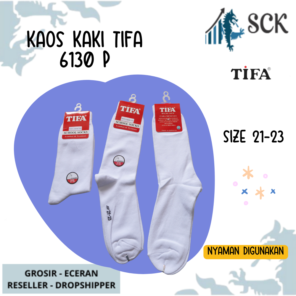 Kaos Kaki Sekolah TIFA 6130 Polos Putih Casual/ Kaus Kaki Halus