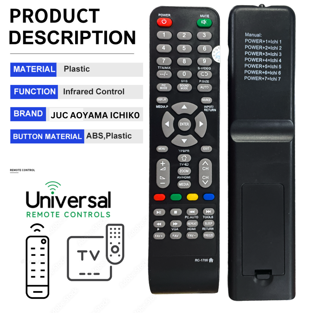 REMOTE TV CHINA JUCC ICHIK0 AOYMA UNIVERSAL RM1700