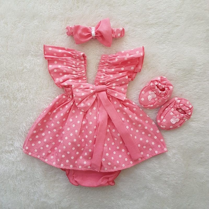 baju bayi Newborn Polkadot bloomer Set