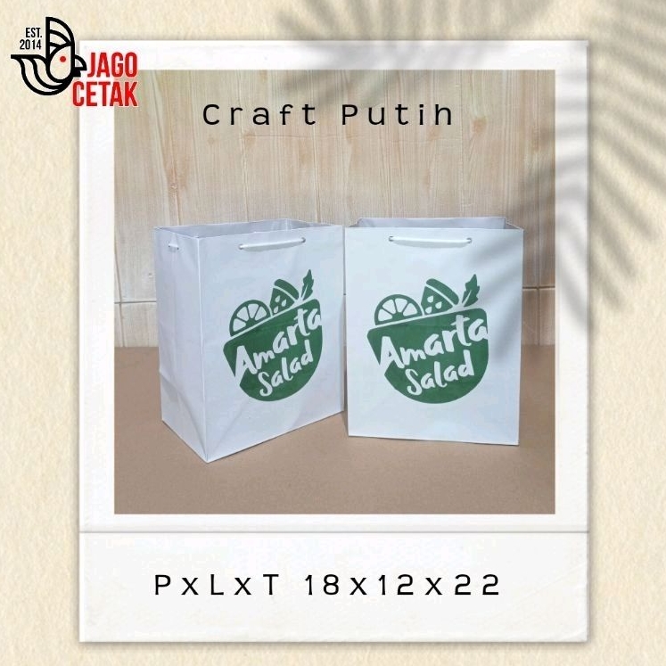 

Paperbag 18*12*22,craft putih sablon 1sisi, paper bag, craft