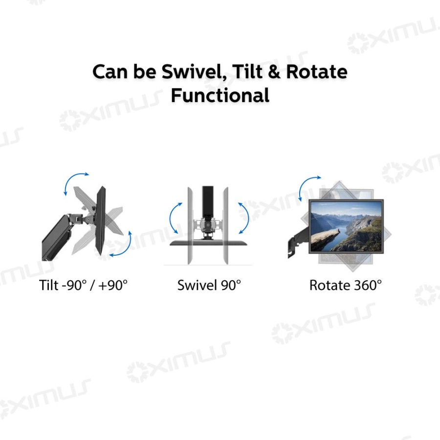 BRACKET MONITOR DESKMOUNT GAS SPRING OXIMUS P100e TILT SWIVEL ROTATE