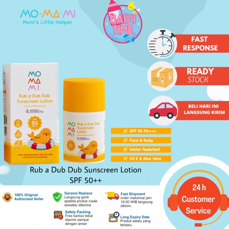 Momami Rub A Dub Dub Sunscreen Lotion SPF 50 Ukuran 50 ml - Tabir Surya Bayi &amp; Anak