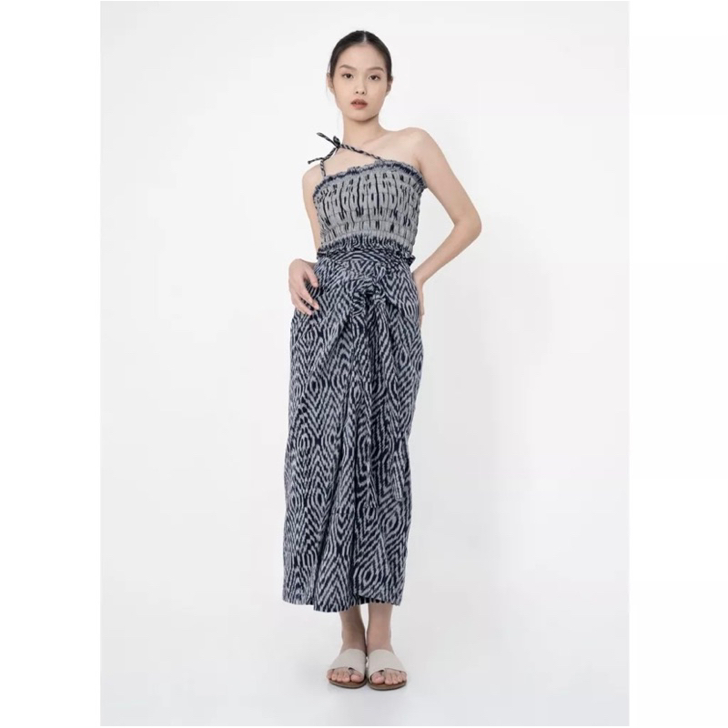 FT - Set Atasan & Bawahan Wanita Tenun Navy Subi