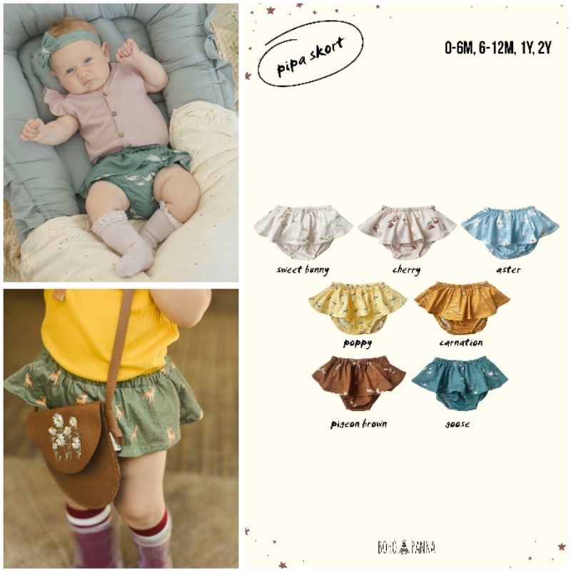 BOHOPANNA Boho Panna Pipa Skort / Celana Anak Perempuan 0-1Y