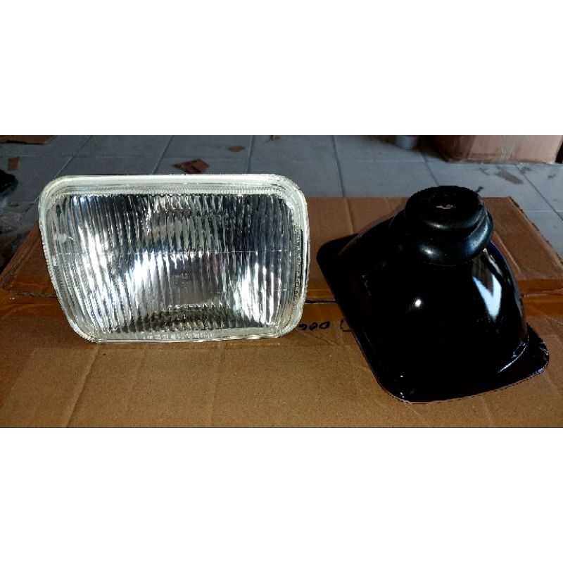 Head lamp 7inci kotak kaca standart body besi tipe lampu h4