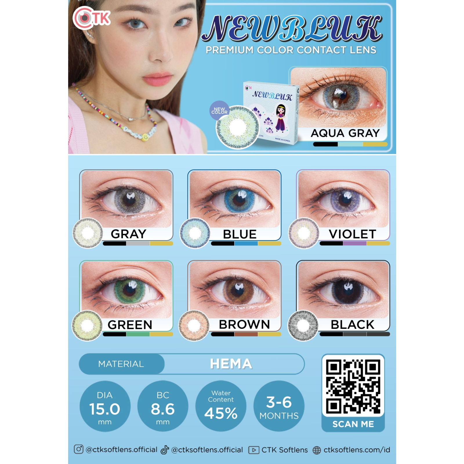 New Bluk Softlens Warna -5.50-6.00