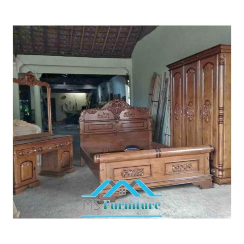 Kamar set Model Peluru Jati Jepara Asli / Paket Seserahan Pernikahan / Kamar Set Terlaris
