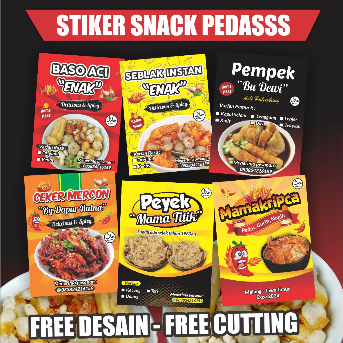 

CETAK STIKER KEMASAN SNACK | LABEL SNACK PEDAS | LABEL JAJANAN PEDAS