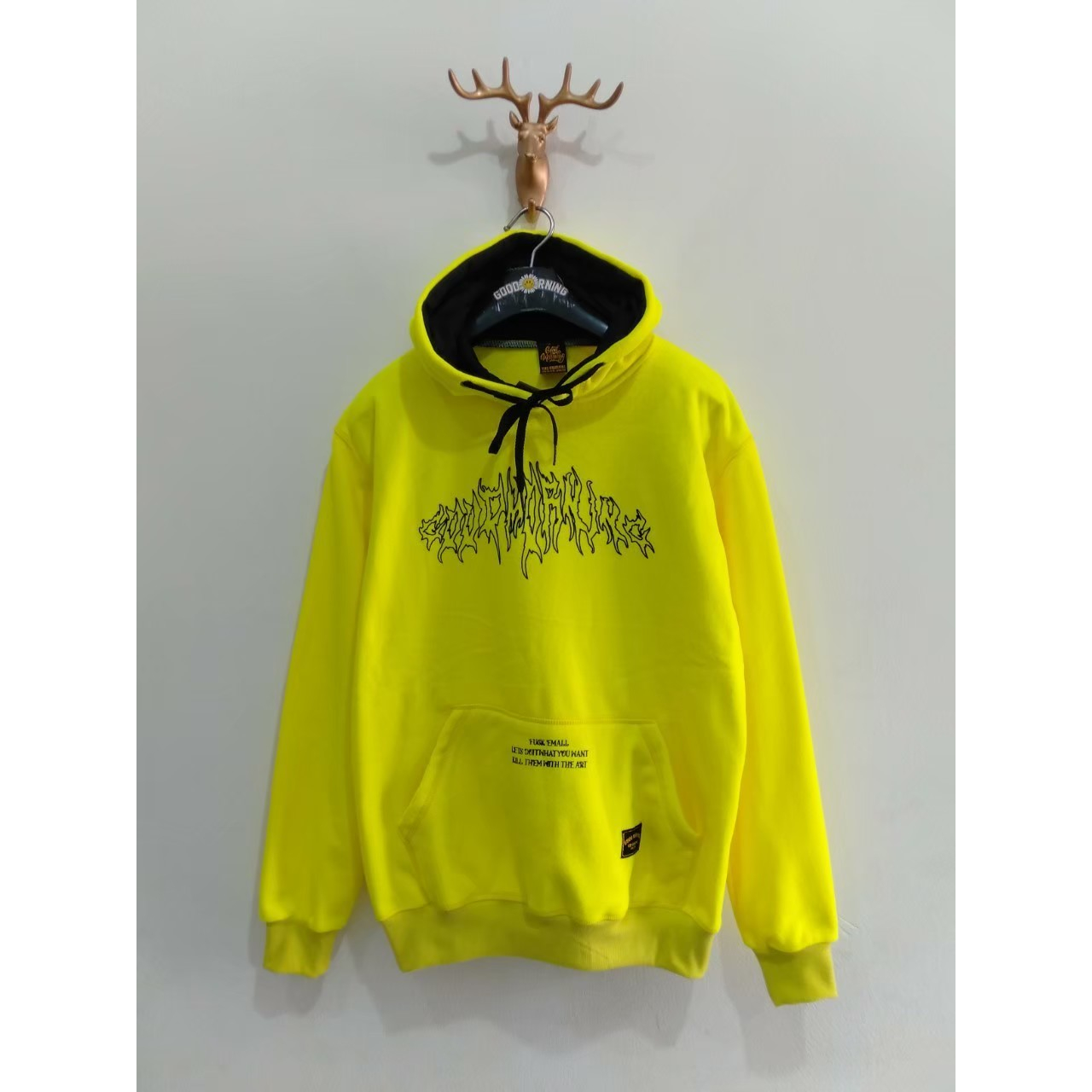 GOOD MORNING SWEATER HOODIE cowok Sweatshirt yellow art seri GM1026