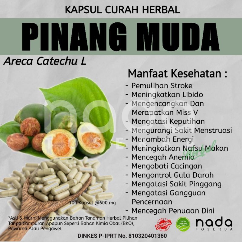 Kapsul PINANG MUDA / JAMBE 100 Kapsul Herbal Murah | Meningkatkan Libido Dan Mengatasi Masalah Kewan