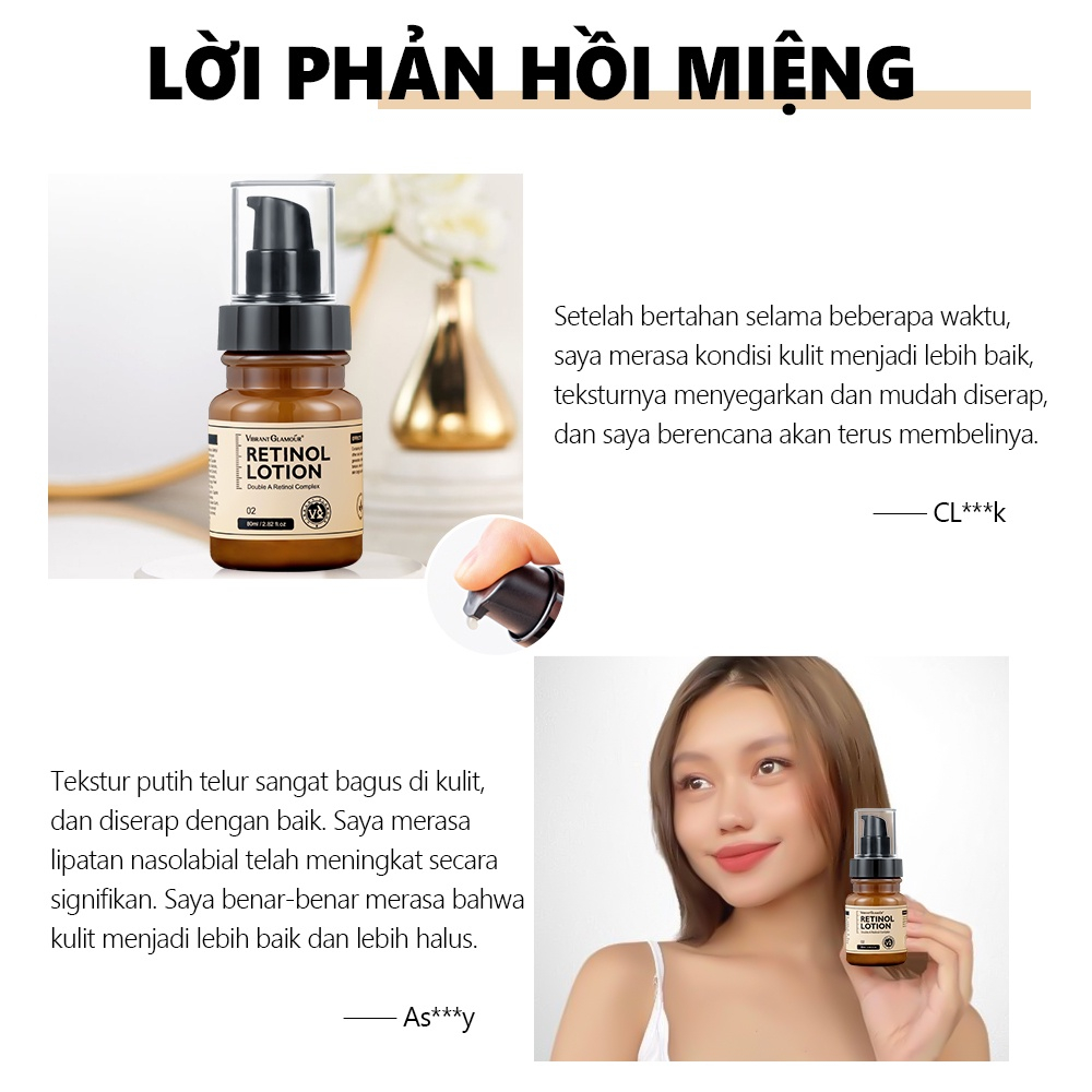 VIBRANT GLAMOUR Krim Losion Retinol Ganda 80ml Meningkatkan Produksi Kolagen Mengembalikan kulit kencang VA