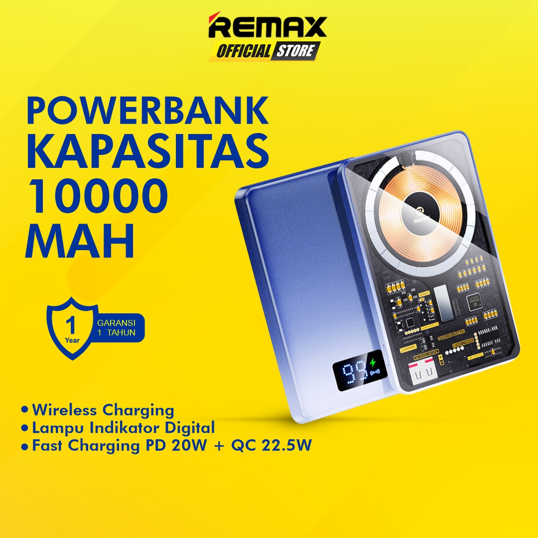 REMAX RPP-531 Powerbank Wireless 15W 10000mAh Fast Charging 3 Output with LED Indikator Garansi