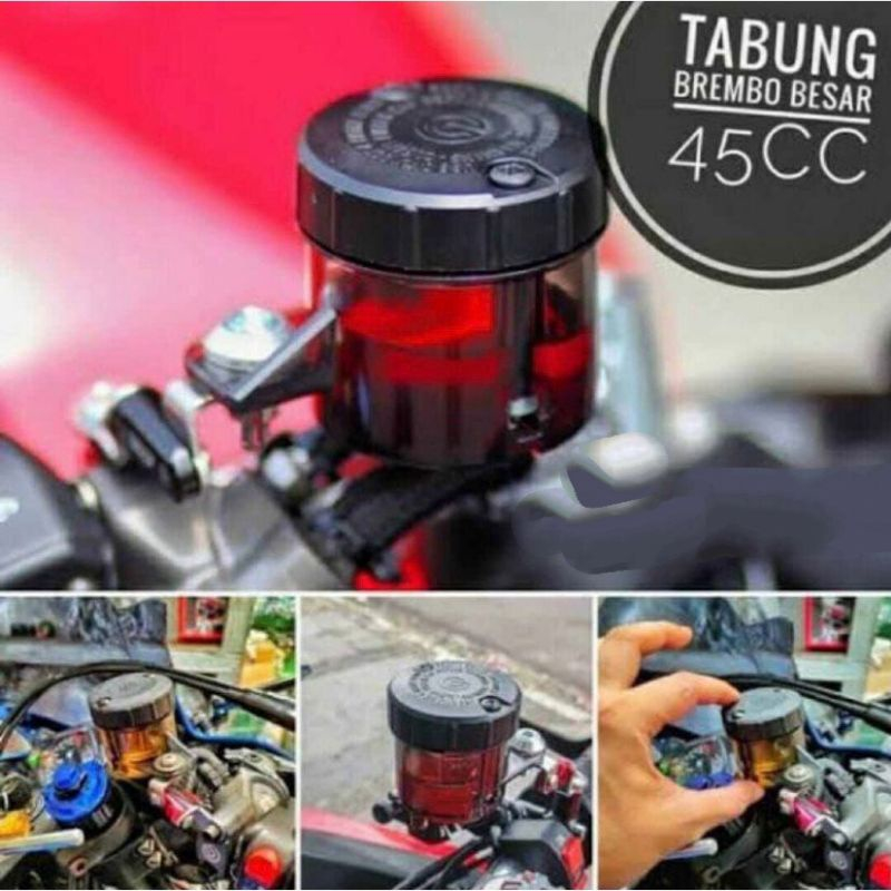 TABUNG MINYAK REM BIG PLUS BRACKET SMOKE CLEAR UNIVERSAL BOTOL TABUNG BESAR SMOKE TABUNG JUMBO CLEAR ORIGINAL BREMBO