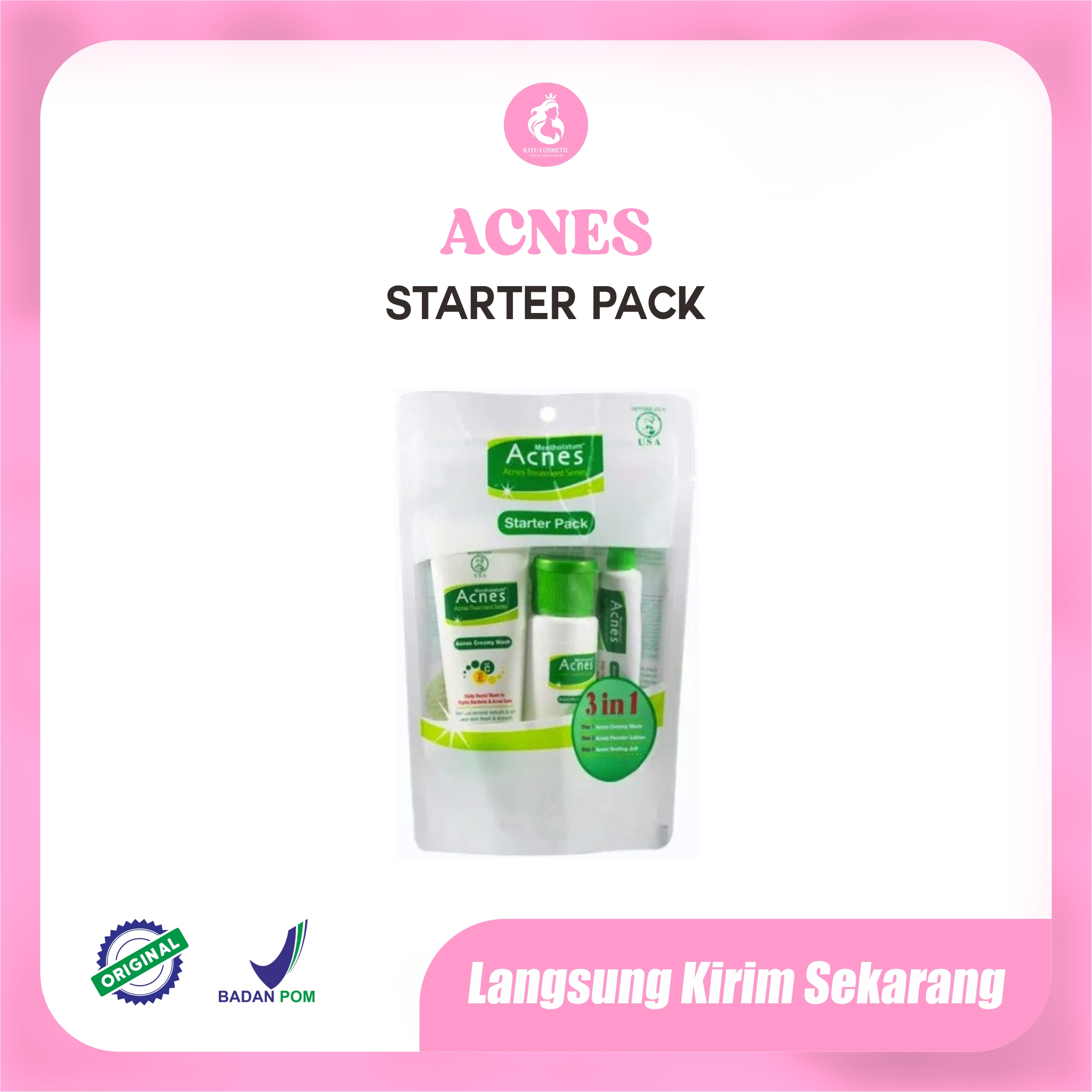 ACNES Starter Pack 3 In 1 - Acnes Treatment Series - Perawatan Wajah Berjerawat