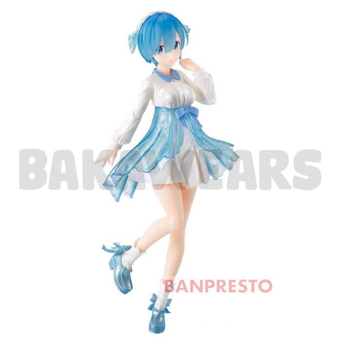 Figure Pajangan Anime Re:Zero: Rem Casual Version Blue White 20 cm (Bakawears)