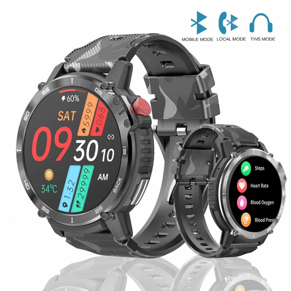 C22 Jam tangan pintar olahraga 4G Memory IP68 tahan air siaga ultra lama 24 mode olahraga panggilan Bluetooth jam tangan pintar smart watch