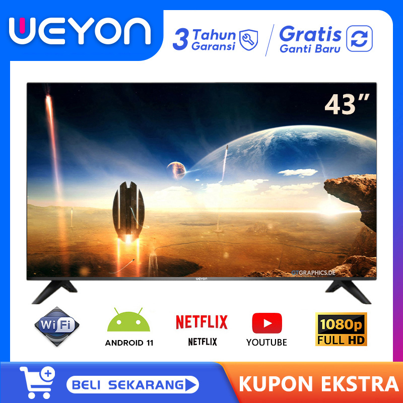 Weyon Smart TV 43 inch TV LED Digital Android 11.0 FHD Televisi DVB-T2