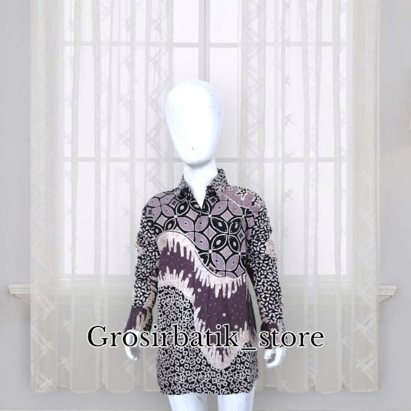 BAJU BATIK COUPLE AYAH DAN ANAK katun premium ungu lilac best seller