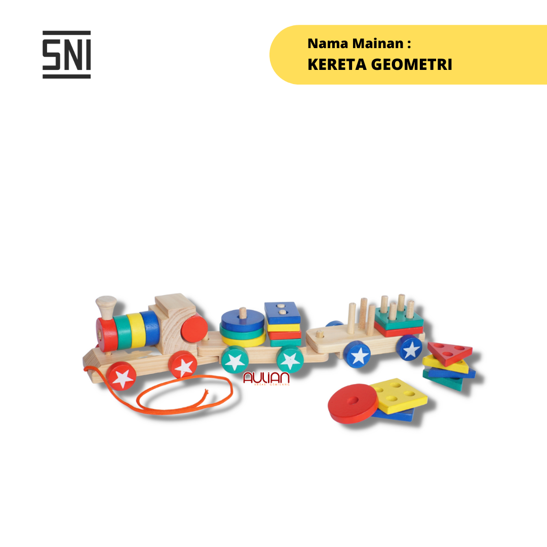 MAINAN EDUKASI ANAK / MAINAN KAYU / APE PAUD - KERETA GEOMETRI