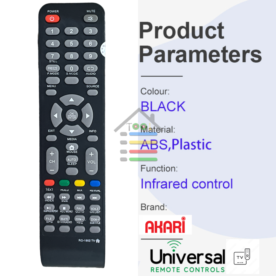 REMOTE TV AKARI SMART DIGITAL TV RC-1902 TV LCD LED UNIVERSAL