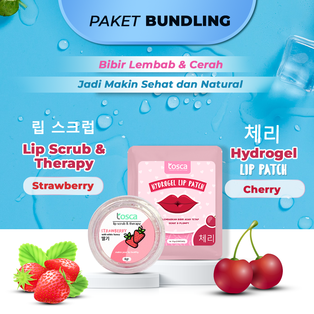 [Paket Bundling] Tosca Lip Scrub + Lip Patch Perawatan Bibir Sehat