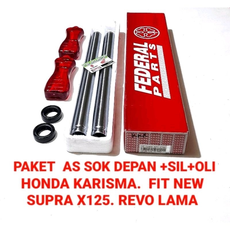 PAKET AS SOK DEPAN + SIL + OLI KPH KARISMA SUPRA X125 SUPRA FIT NEW ORI FEDERAL PARTS