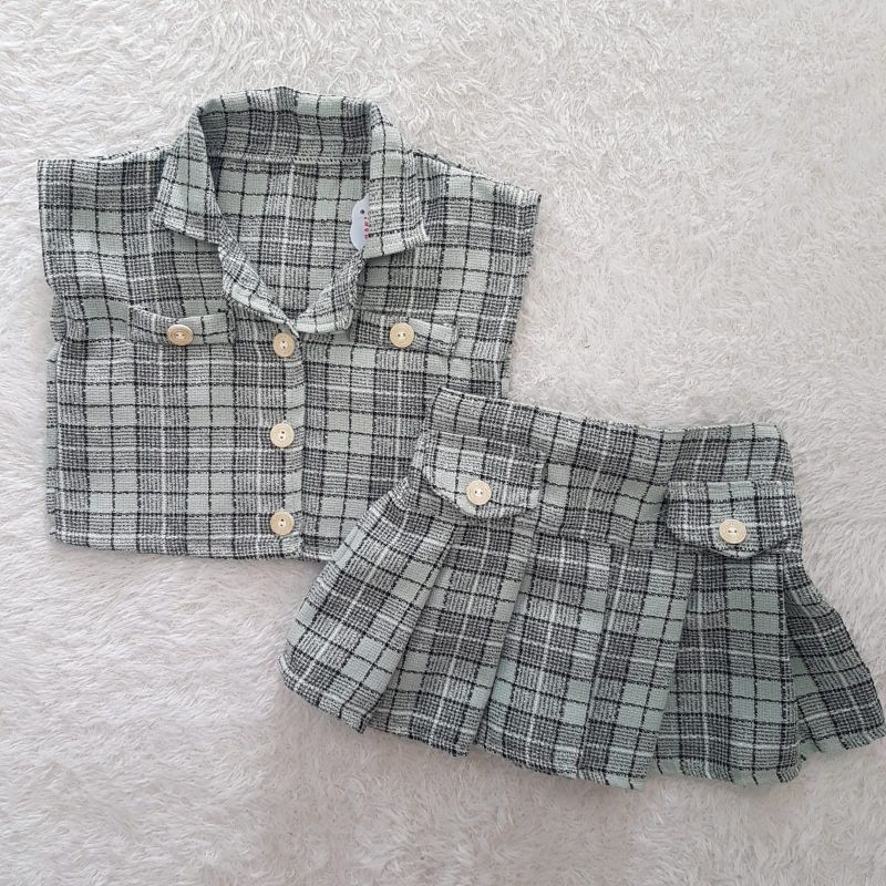 Setelan Anak Perempuan Nirina tweed skort / rok