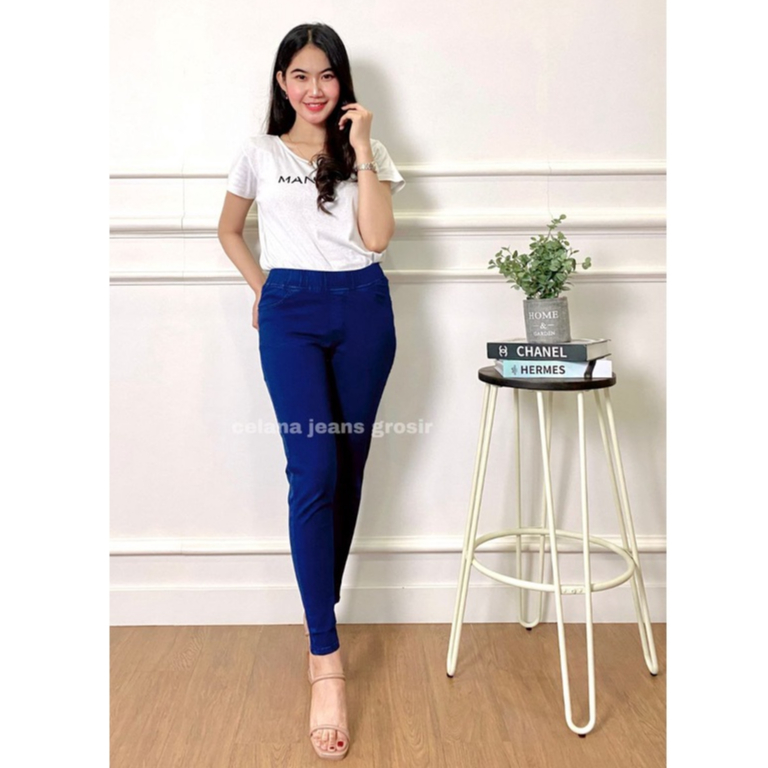 Celana Jegging Jeans Karet Pinggang Slimfit | Celana Cewek Legging