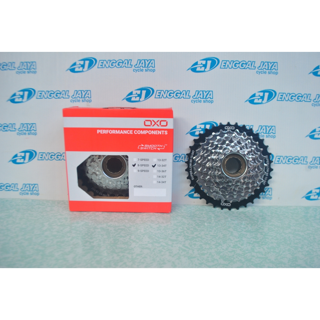 Freewheel Sprocket OXO 8 Speed 34T Drat Ulir CP Chrome Megarange By Strummer TAIWAN - Sproket Ger Ge