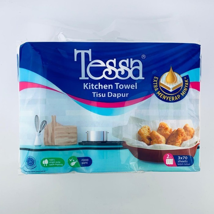 Tisu Dapur Tessa 70 sheets 2 ply isi 3 rol TTP01 sheet / Tissue Kitchen Towel Roll 70s 2ply bahan berkualitas