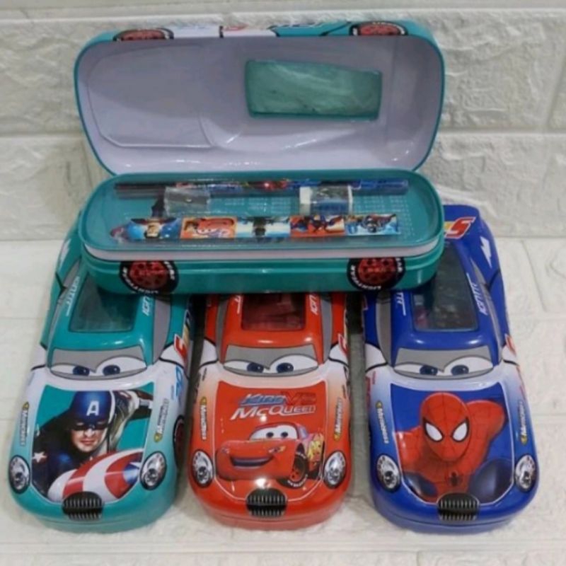 

Tempat pensil mobil spiderman, cars, captain america set alat tulis / Kaleng pensil mobil susun set pensil, penghapus, penggaris / Kotak pensil mobil karakter