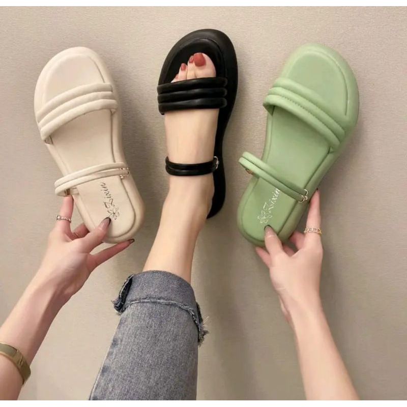 TmO - 8.8 Sale new arrival Wedges VIOLA EXPAND 3CM/Sandal Gunung fashion terbaru kekinian/sandal wanita Slop gunung/sandal gunung tali kekinian Bisa Cod Termurah/sandal santai wanita fashion