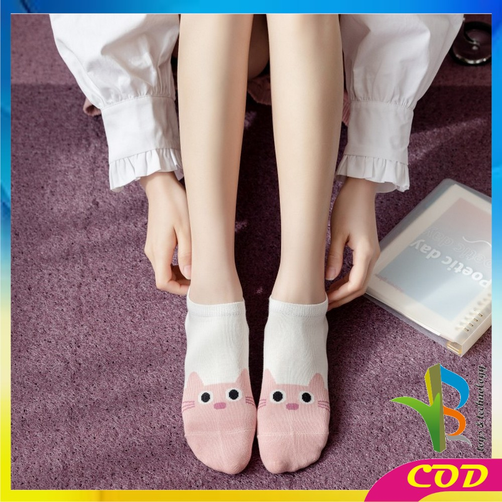 RB-P571 Kaos Kaki Wanita Korea Motif Kucing Ankle Socks / Kaoskaki Pendek Cat Semata Kaki Karakter Korean Fashion Women Sock Import