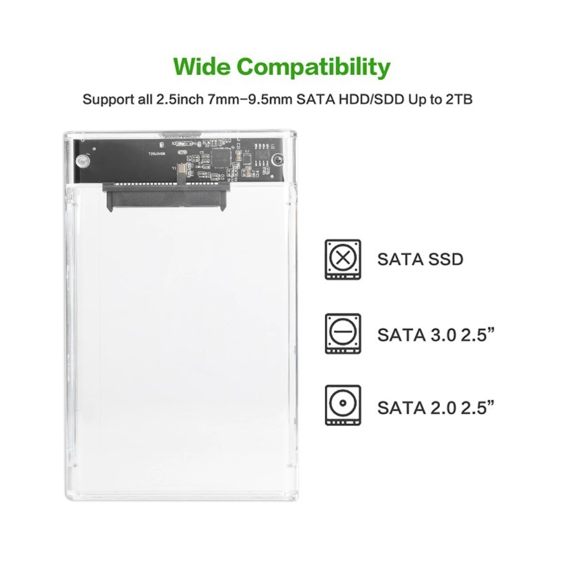 (UMU SUPPLIER) TAFFWARE EXTERNAL HDD HARDDISK SSD ENCLOSURE TRANSPARENT 2.5 INCH USB 3.0 CASE Image 4