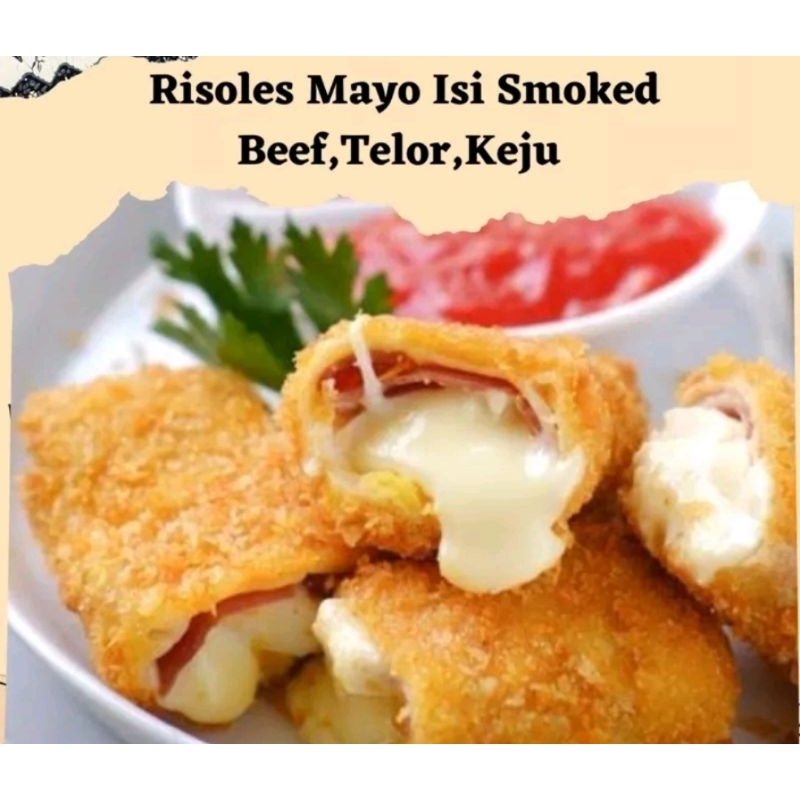 

risol mayo isi smoked beef,telur,keju premium isi 5 pcs