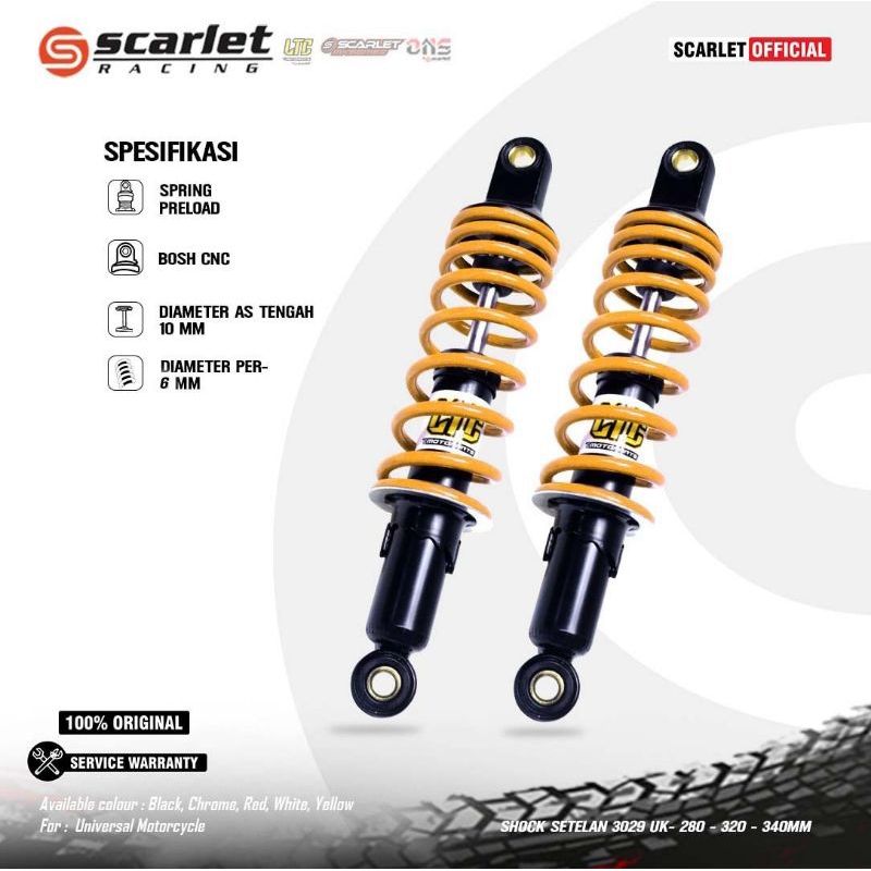 SHOCKBREAKER SHOCK BELAKANG BEBEK YAMAHA/HONDA UK 280/320/340MM MEREK LTC BUAT MOTOR JUPITER Z/VEGA 