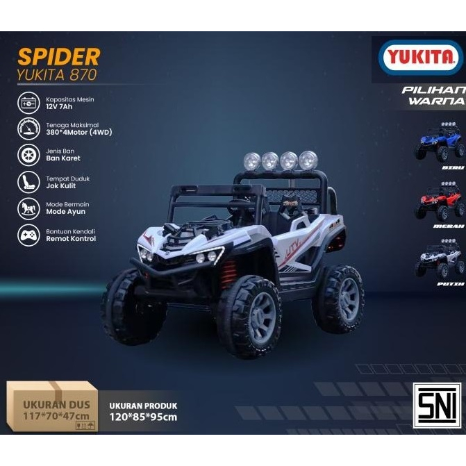 Mobil Aki Anak Yukita Mainan Anak Ukuran Jumbo Bisa Dua Anak Ban Karet Jok Kulit